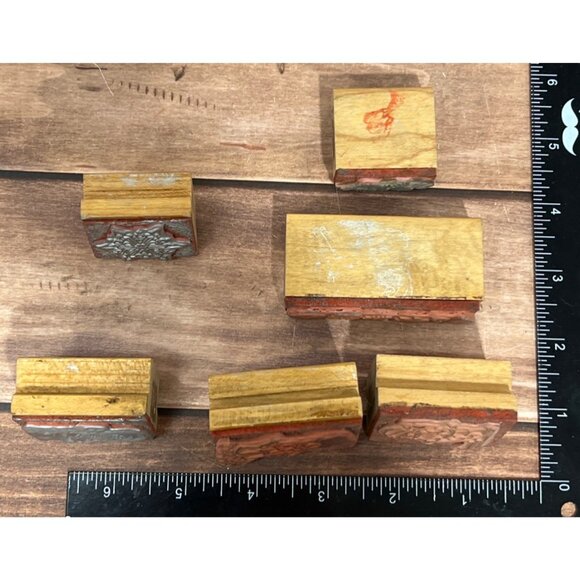 VINTAGE LOT OF 6 ARTISTIC IMPRESSIONS HOLIDAY WOOD MOUNT RUBBER STAMP WINDHAM NH - Picture 7 of 7